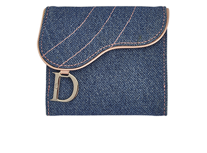 Christian Dior Saddle Wallet, &pound;145, Accessories, Blue/Pink, Denim/Leather, Front view